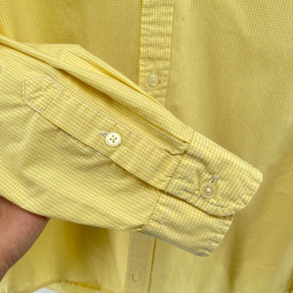 Polo Ralph Lauren Men’s Yellow Gingham Button Down Oxford Shirt Pony Logo Large - Picture 6 of 10